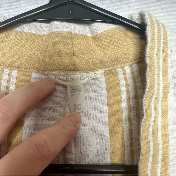 |EUC| EILEEN FISHER Striped Organic-Cotton Long Kimono Jacket - Picture 7 of 7